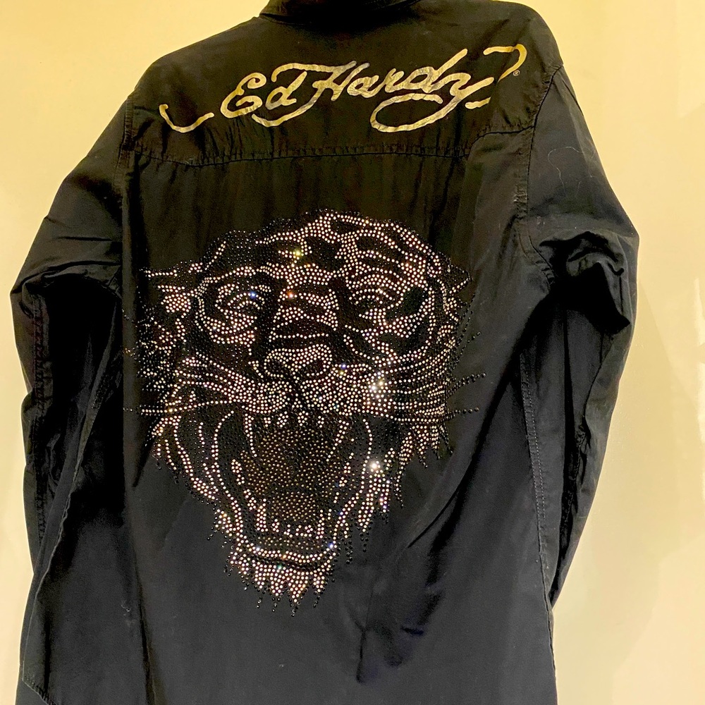 Genuine Ed Hardy shirt. Cotton 100%.Tiger embroidery.